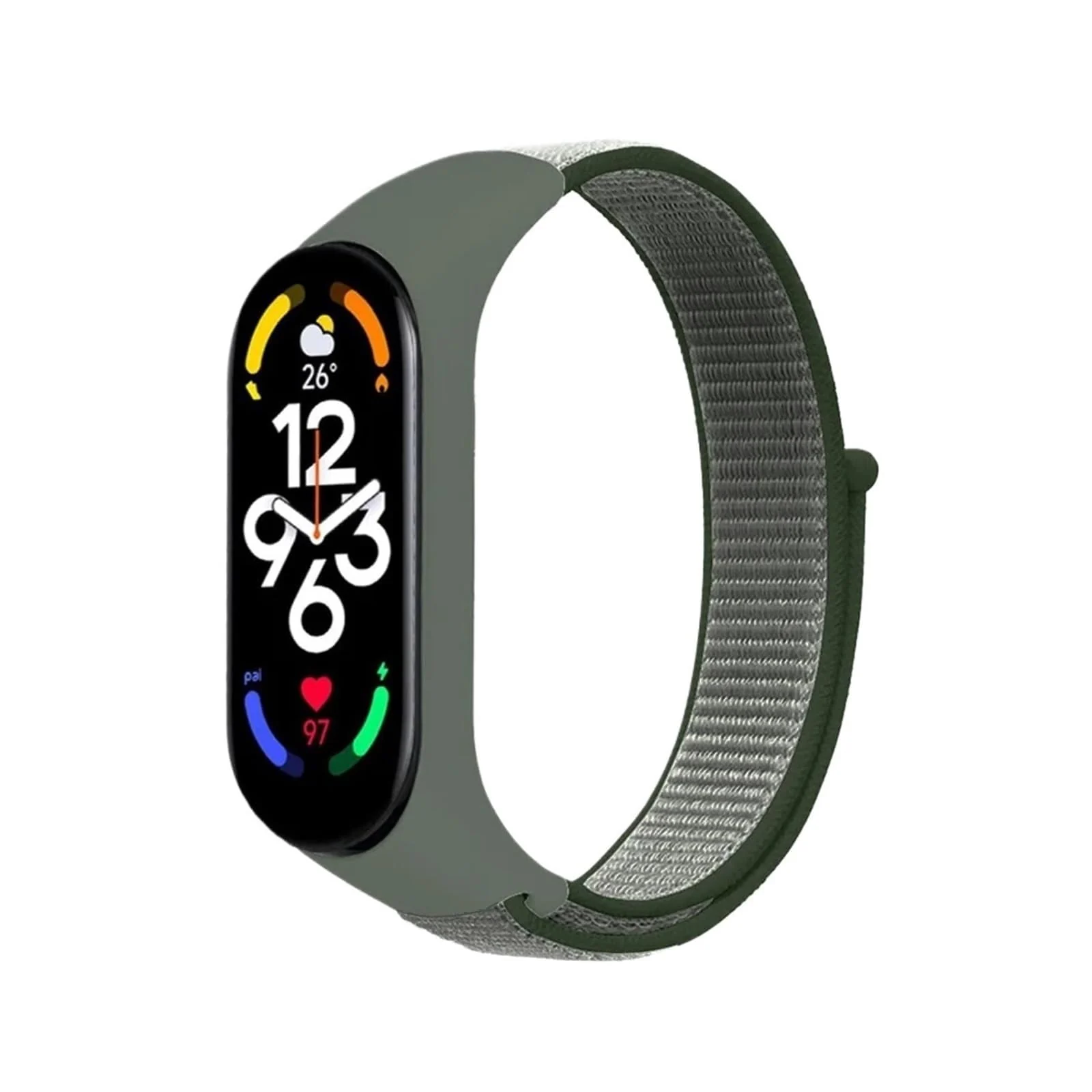 DL3 Mobilak Nylon Sport Band Compatible with Xiaomi Mi Band 7/Mi Band 6/Mi Band 5/Mi Band 4/Mi Band 3/Amazfit Band 5 for Women Men, Soft Adjustable Breathable Sport Loop Watch Strap - Deep Olive