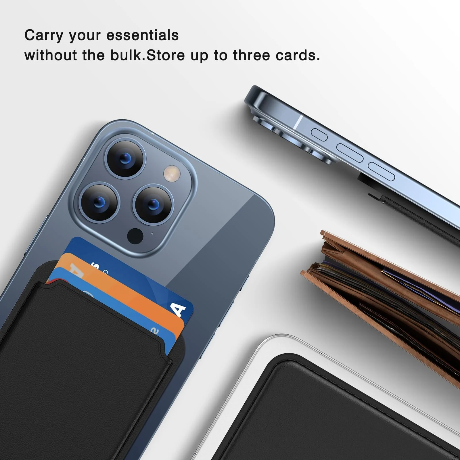DL3 Mobilak Magnetic Card Holder Phone Wallet for iPhone 16/15/14/13/12 Series with MagSafe, Wallet for iPhone 16 15 14 Pro Max Plus Series, MagSafe 3 Wallet for iPhone 13 12 Pro Max Mini Series - Black