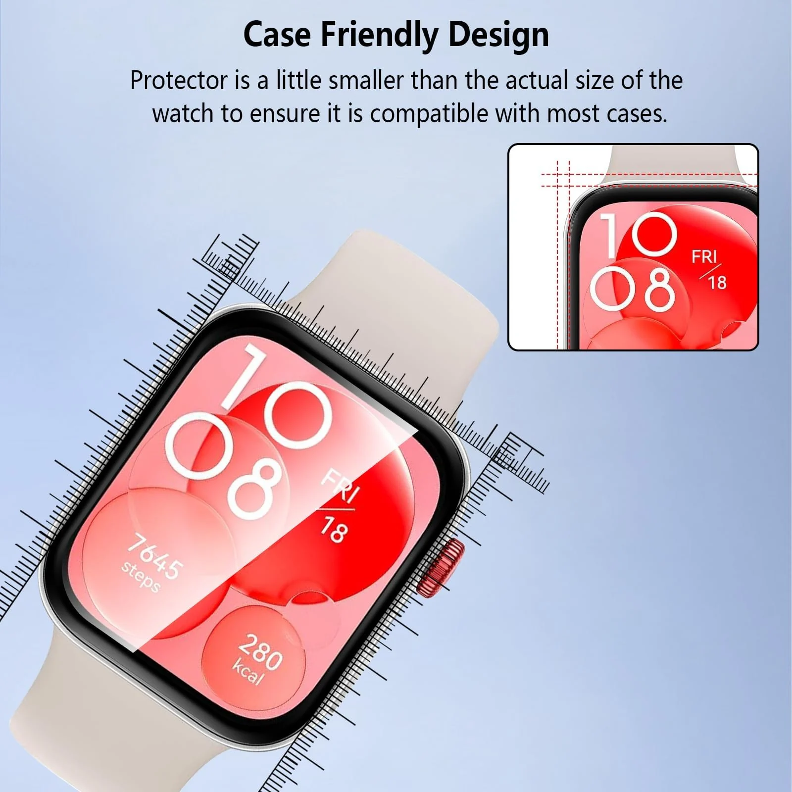 DL3 Mobilak Screen Protector For Huawei Watch Fit 3, 3D Curved Soft Edge Protective Film [Anti-Scratch] [Bubble Free] [Ultra Shatterproof] [High Sensitive] (Not Glass) For Huawei Watch Fit3 - Black