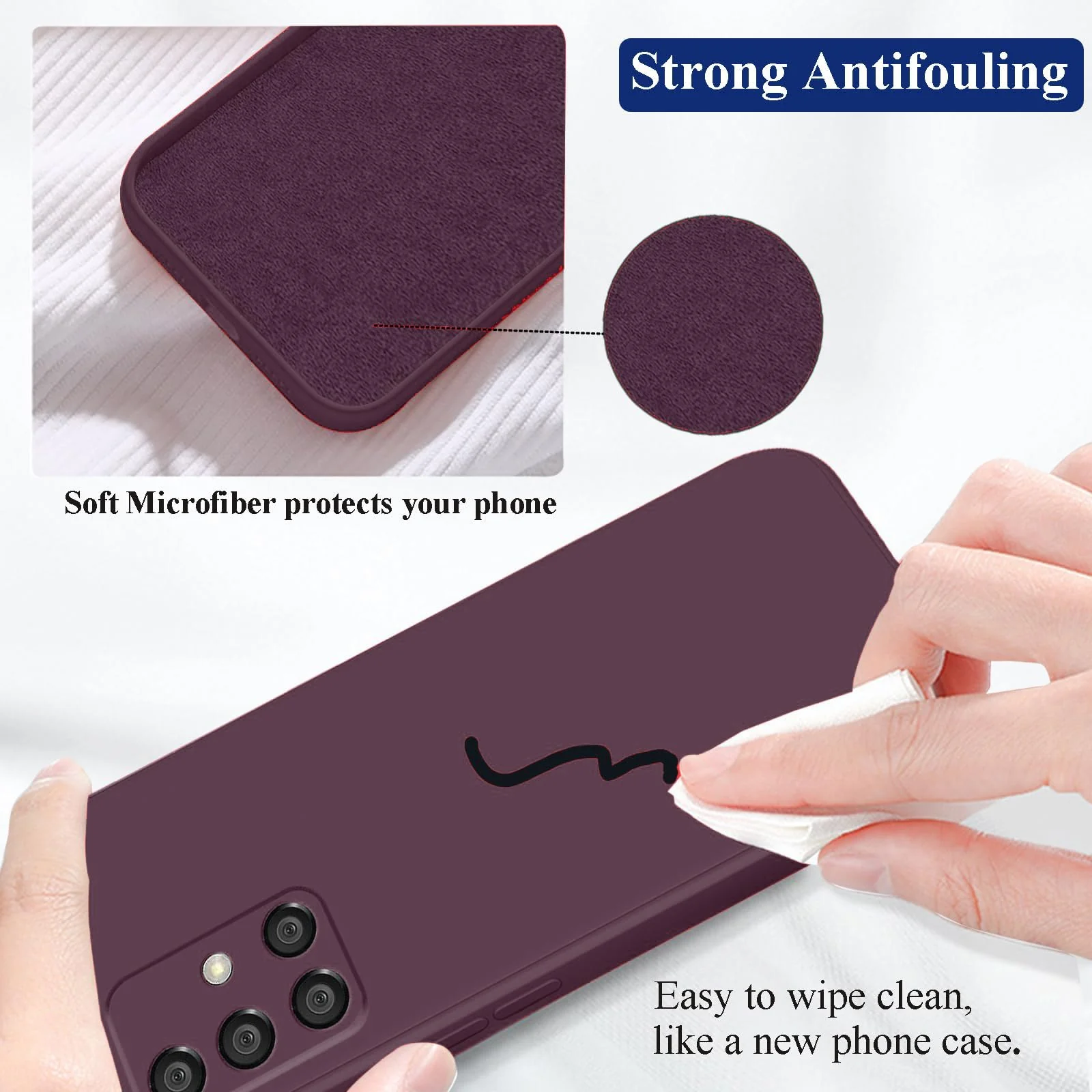 DL3 Mobilak Soft Silicone Protective Case for Samsung Galaxy A51 with Microfiber Lining and Shockproof Design - Wine Red