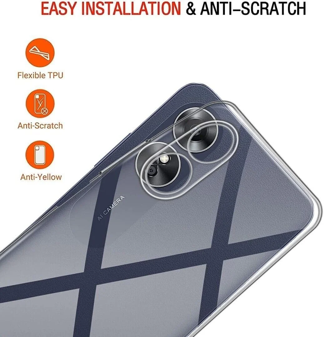 DL3 Mobilak Case Compatible with OPPO A38 4G / OPPO A18 4G, Case Crystal Soft TPU Gel Case Flexible Silicone Anti-Scratch Camera Protection TPU Cover - Clear