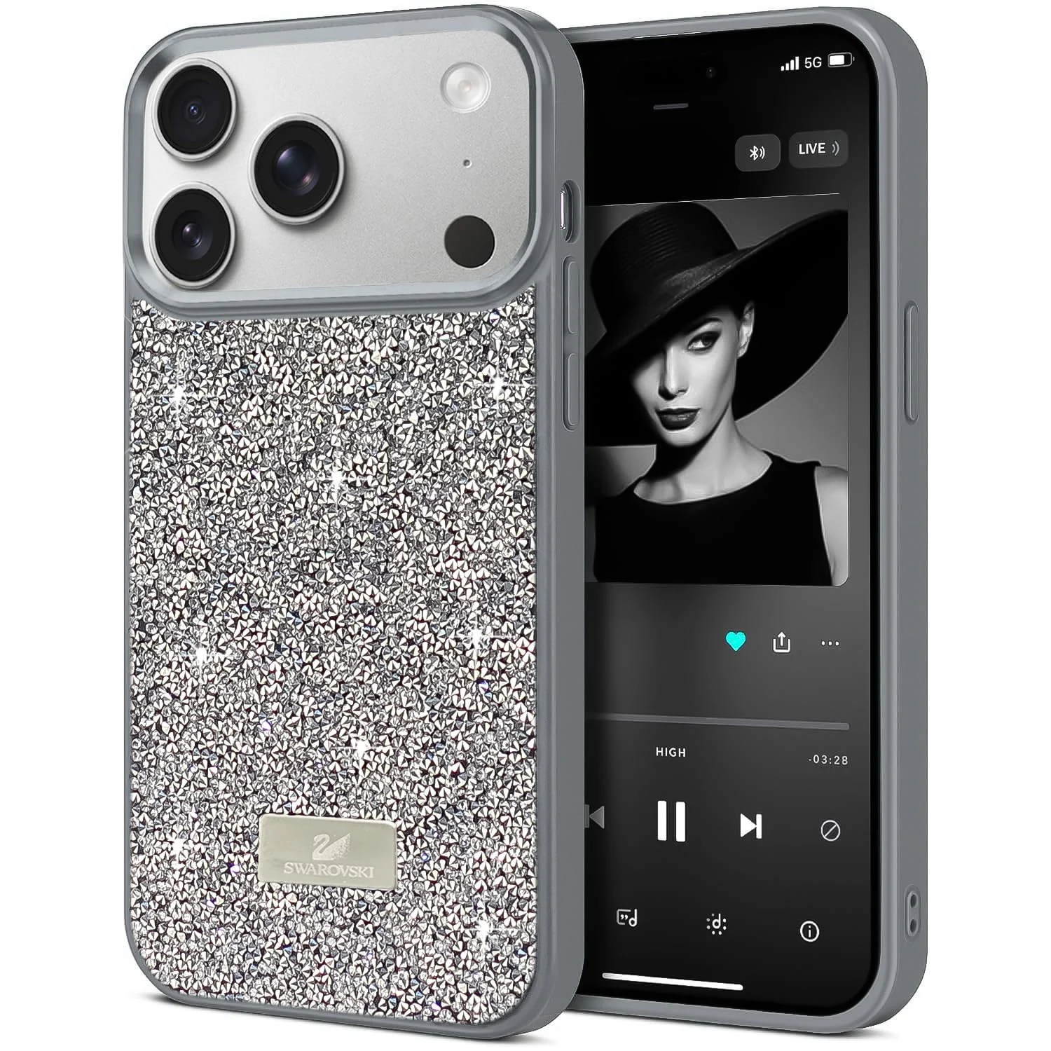 DL3 Mobilak Glitter Protective Case for iPhone 17 Pro Max 6.9-Inch, Supports wireless charging, Shock-absorbing protection, Scratch-resistant surface