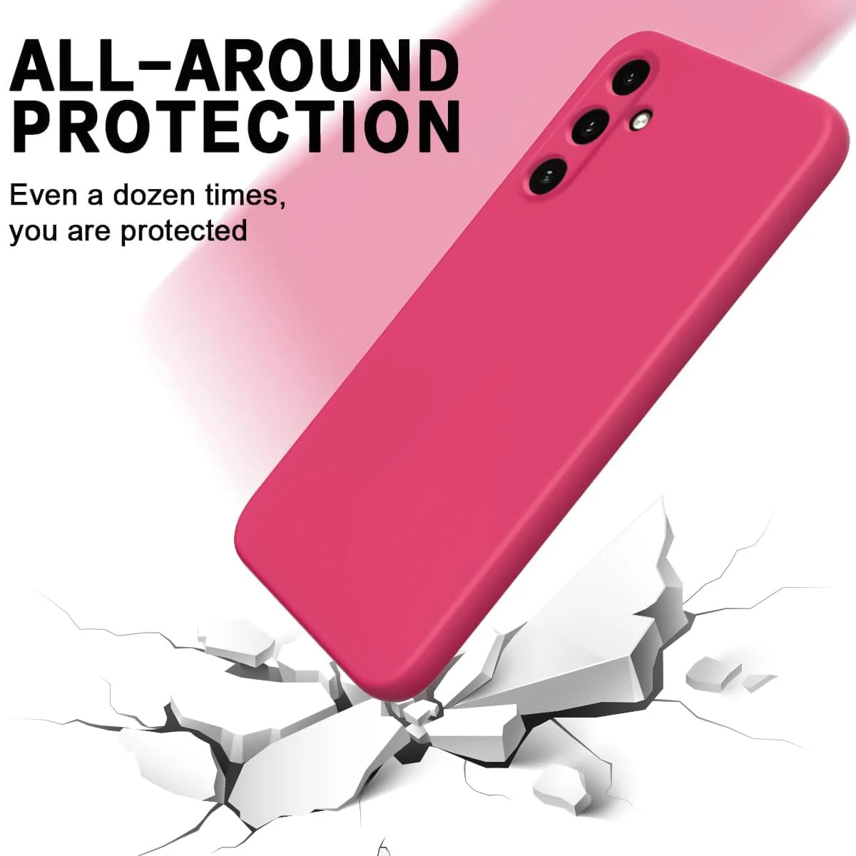 DL3 Mobilak Soft Silicone Protective Case for Samsung Galaxy A15 with Microfiber Lining and Shockproof Design - Hot Pink