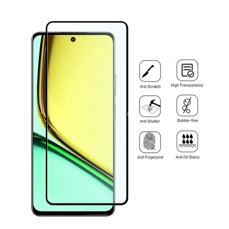 DL3 Mobilak 5D Full Glass Screen Protector For realme C67. Black Frame - Clear