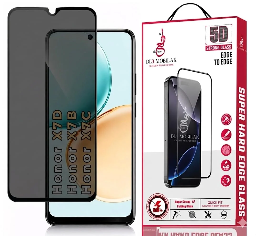 DL3 Mobilak Honor X7D / Honor X7B / Honor X7C Privacy Screen Protector, Does not support fingerprint, Anti-Spy 9H Hardness Tempered Glass Film [Case Friendly] [Bubble Free] - Black