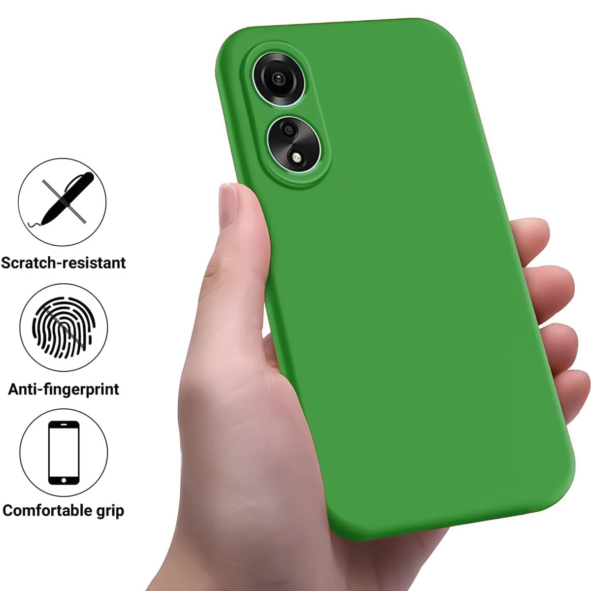 DL3 Mobilak Soft Silicone Protective Case for OPPO A18 with Microfiber Lining and Shockproof Design - Neon Green