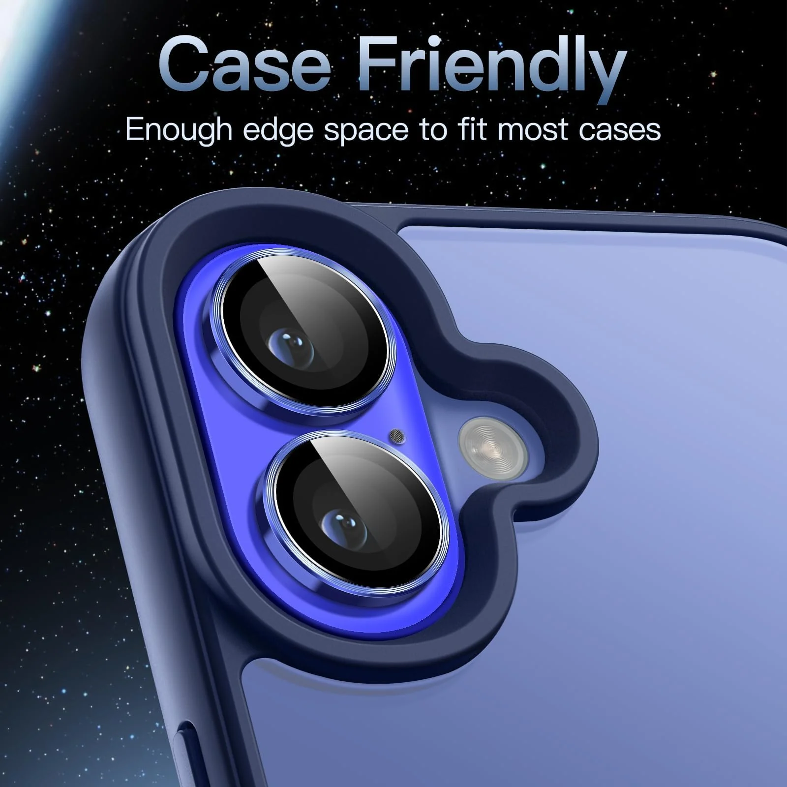 DL3 Mobilak Camera Lens Protector For iPhone 16/iPhone 16+ Plus, [Keep Original Shooting] Tempered Glass Screen Protector Metal Individual Camera Cover, Case Friendly - Ultramarine