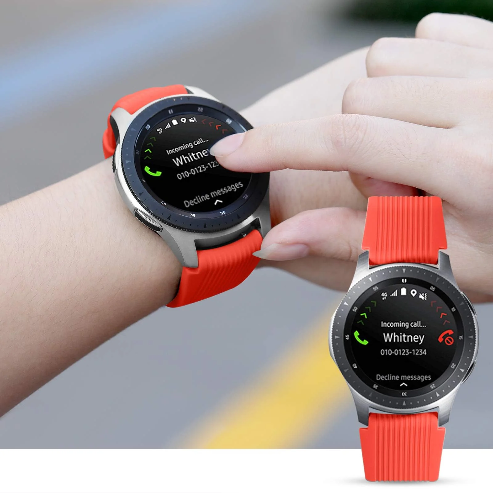 DL3 MOBILAK Silicone Bands 22MM Strap Compatible with Samsung galaxy watch3 45mm/galaxy 46mm/Gear S3/Huawei watch GT3 46MM/GT2E/GT2 Pro/GT GT2 46MM/Honor Magic Watch2 46mm/Amazfit GTR 2/2e/3/4 - Red