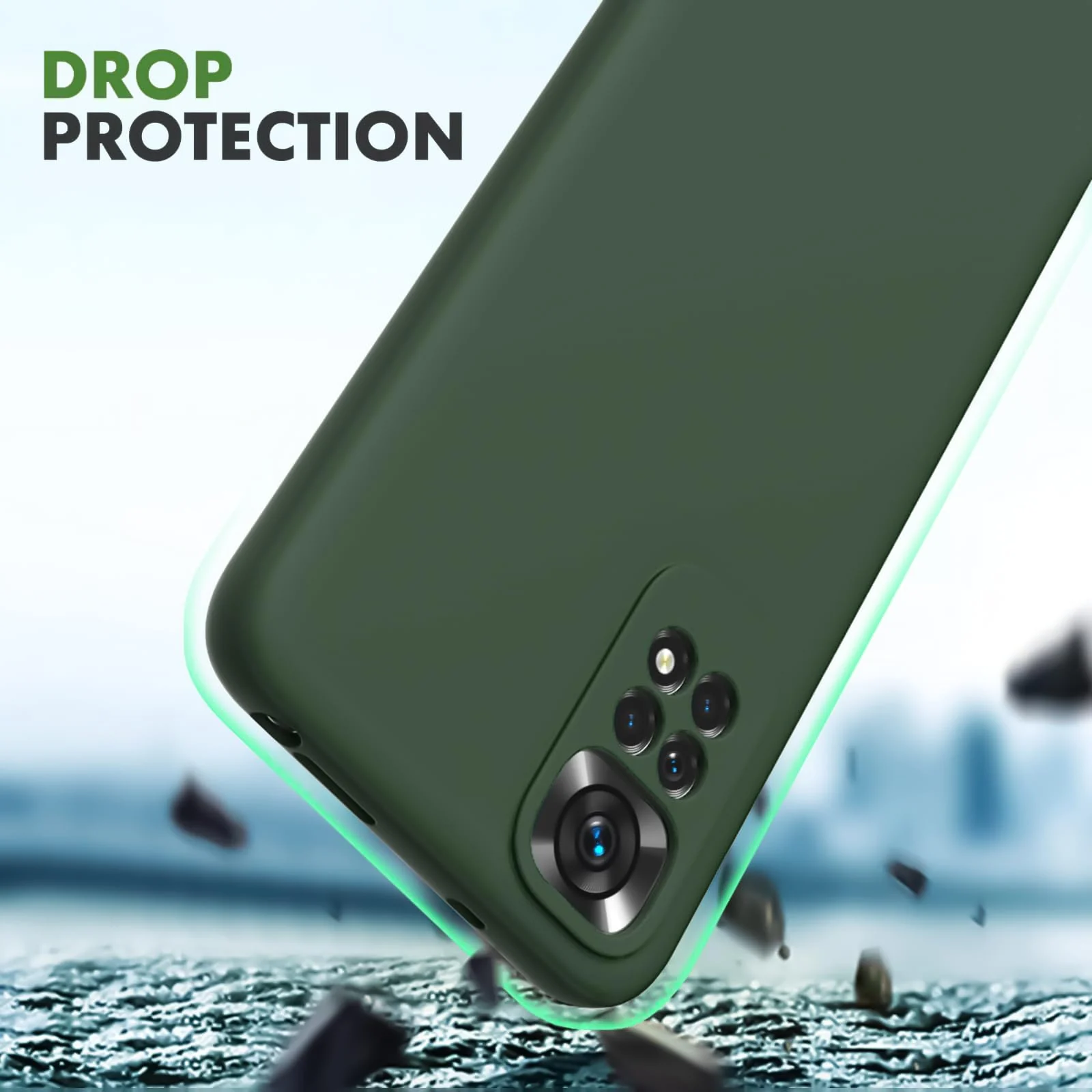 DL3 Mobilak Liquid Silicone Protective Case with Soft Microfiber Lining with Full Camera Protection for Xiaomi Redmi Note 12 Pro 4G / Redmi Note 11 Pro 4G&5G - Green