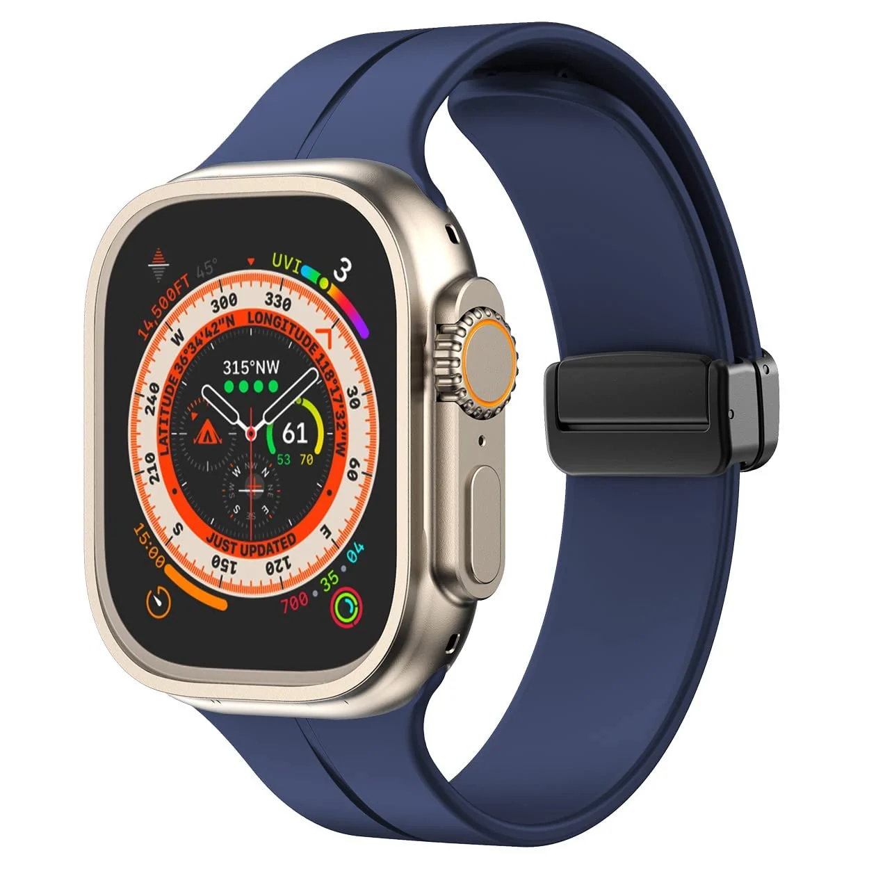 DL3 Mobilak Magnetic Bands for Apple Watch Ultra/Ultra 2 Band 49mm 45mm 44mm 42mm, Soft Sport Silicone Strap for iwatch Series 9/8/7/6/5/4 (Midnight blue, 42mm/44mm/45mm/49mm), unisex-adult - Black