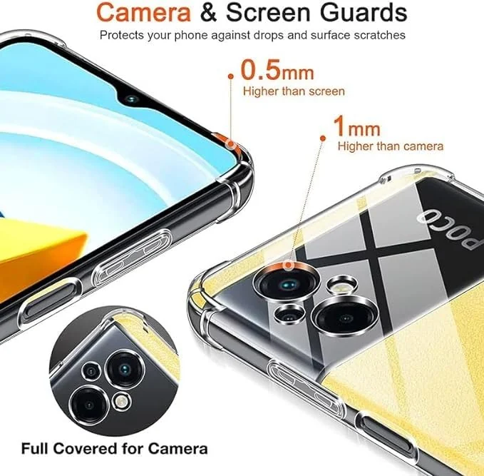 DL3 Mobilak Case Compatible with Xiaomi Poco M5 4G, Cover Silicone TPU Gorilla Anti-shock Protector Camera Shockproof Corners - Clear