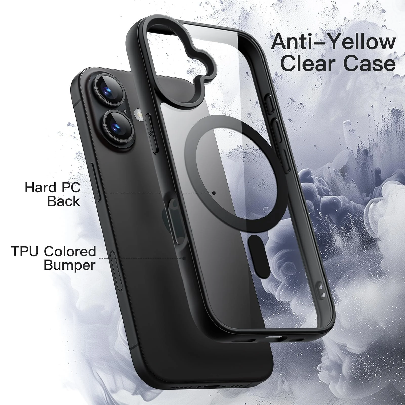 DL3 Mobilak Translucent Matte Case for iPhone 16 6.1-Inch Compatible with, Compatible with MagSafe accessories, Shock-absorbing protection, Scratch-resistant surface - Black