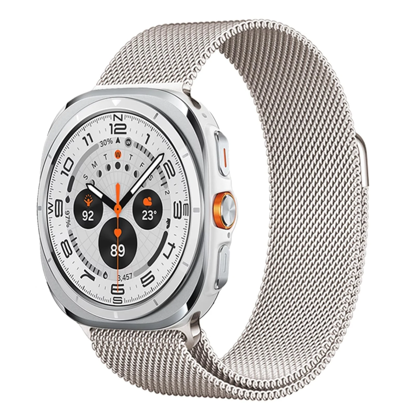 DL3 Mobilak Metal Band Compatible with Samsung Galaxy Watch 7 Ultra Bands 47mm, Stainless Steel Mesh Loop Magnetic Clasp Wristbands Replacement Accessory Women Men for Samsung Watch Ultra Band 47 mm - Starlight