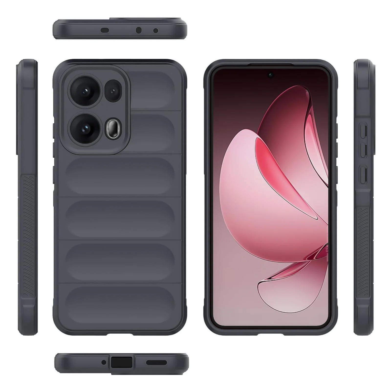 DL3 Mobilak Flexible Silicone and TPU Protective Case with Camera Protection for OPPO Reno 13 Pro 5G - Dark Gray