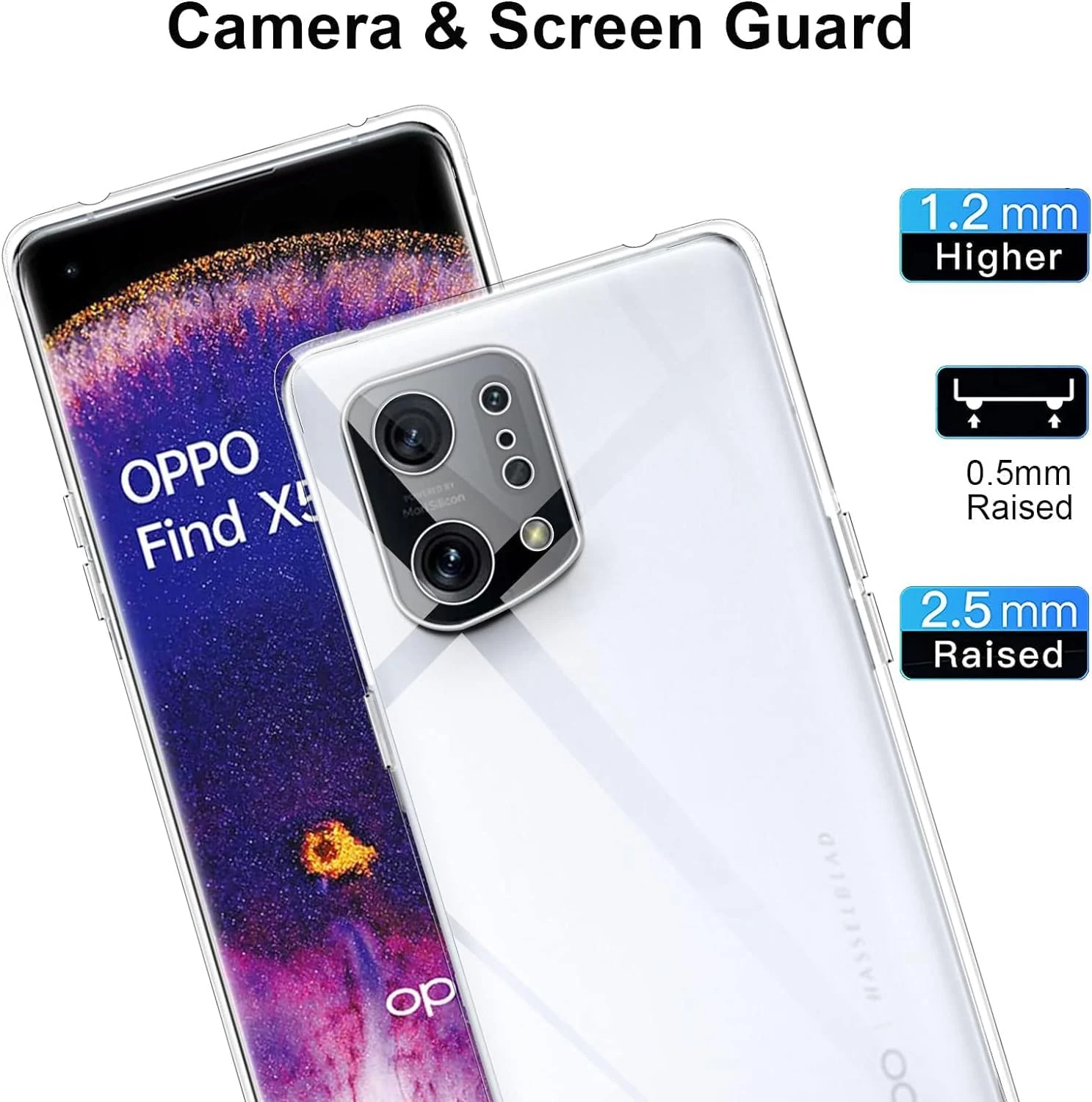 DL3 Mobilak Case Compatible with OPPO Find X5 Case Crystal Soft TPU Gel Case Flexible Silicone Anti-Scratch Camera Protection TPU Cover - Clear