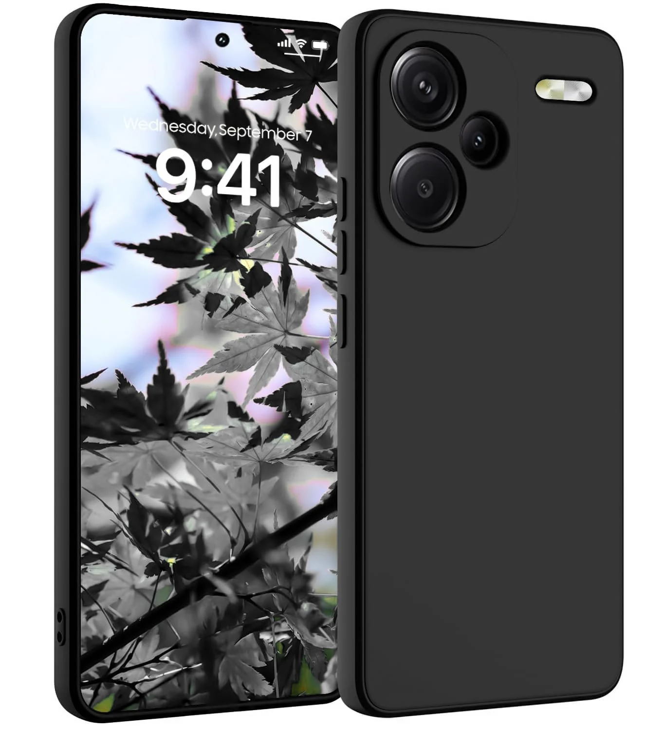 DL3 Mobilak Liquid Silicone Protective Case for Xiaomi Redmi Note 13 Pro+ Plus 5G with Microfiber Lining and Shockproof Design - Black