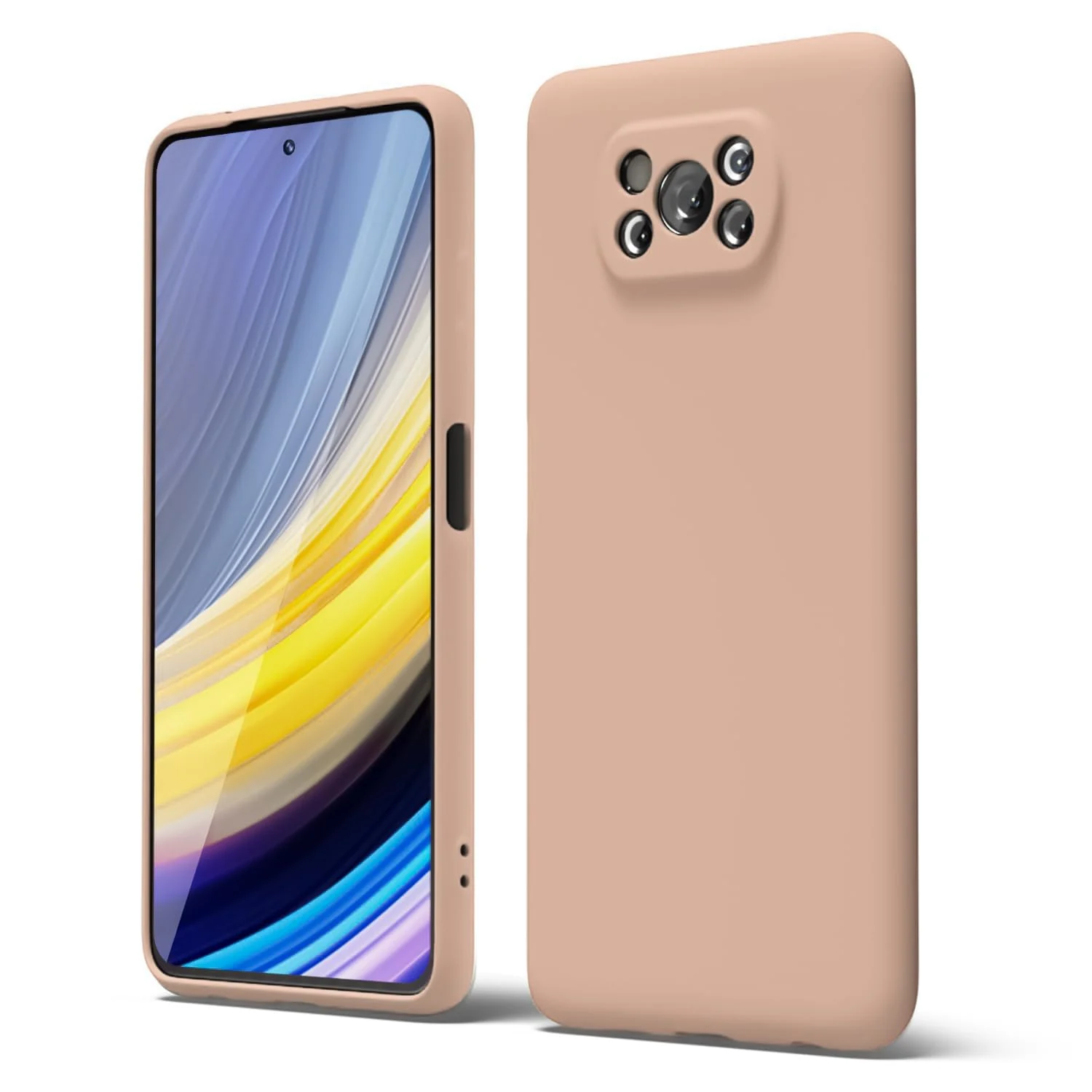 DL3 Mobilak Liquid Silicone Case for Xiaomi Poco X3 Pro / Poco X3 NFC / Poco X3, Not compatible with MagSafe, Supports wireless charging, Camera protection - Light Orange
