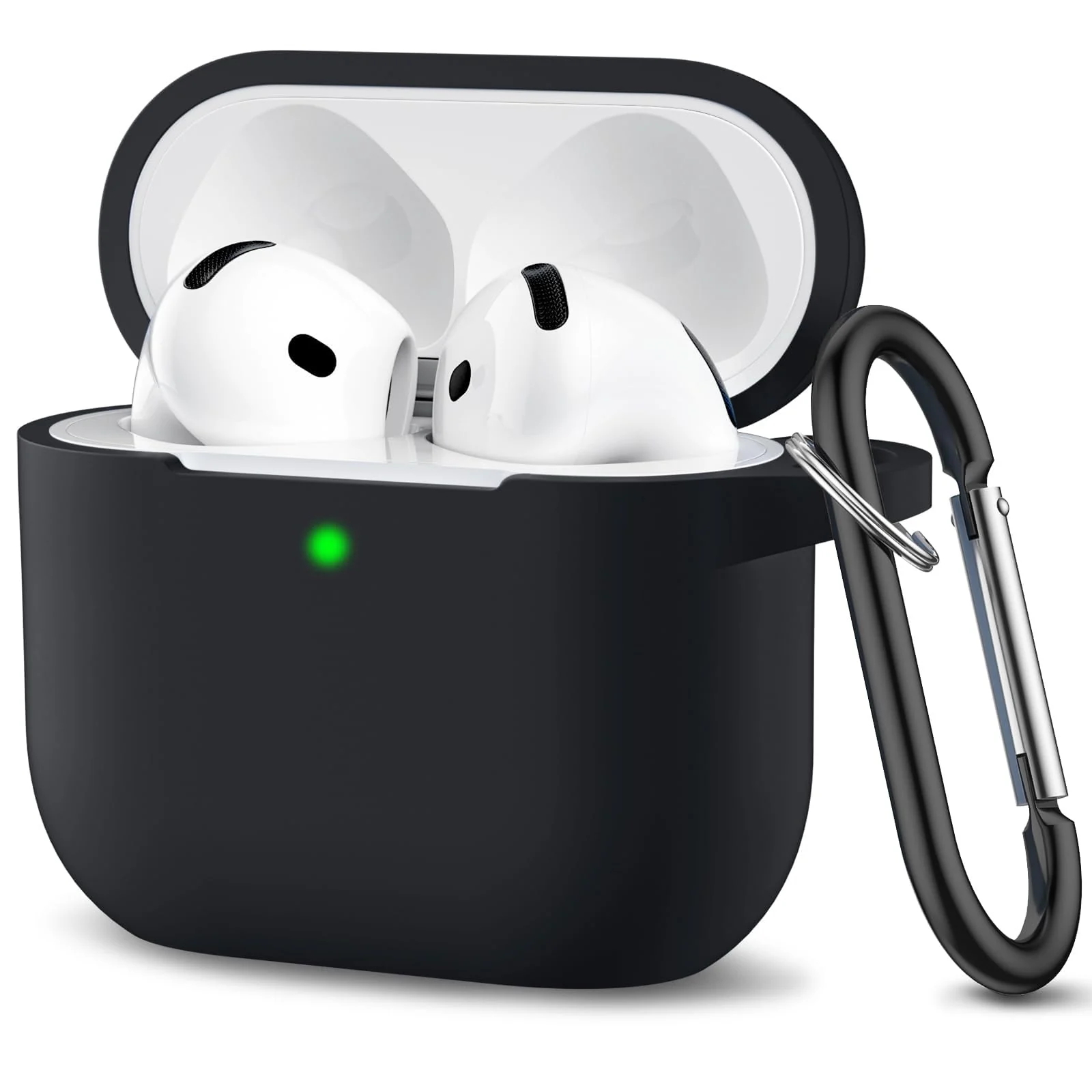 DL3 Mobilak Compatible with AirPods 4 Case (2024), Soft Silicone Full Protective Case Cover with Keychain, For Apple AirPods 4th Generation for Women Men