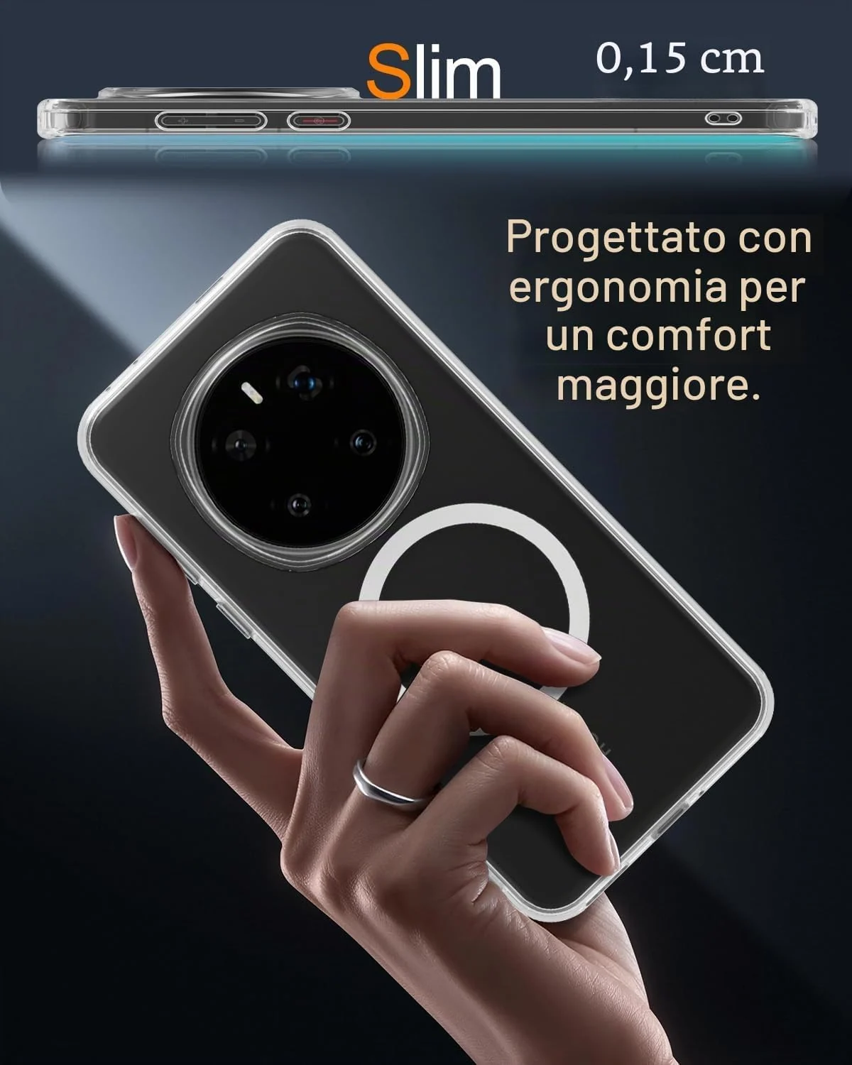 MOBIGON Slim Magnetic MagSafe-Compatible Phone Case for HONOR Magic 7 Pro 5G, Clear