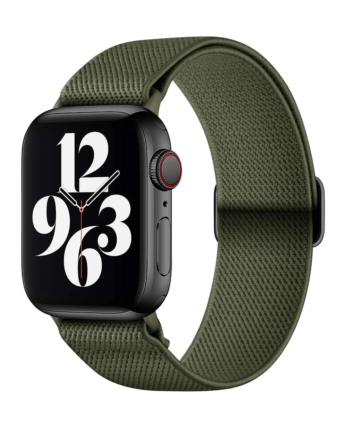 DL3 Mobilak Nylon Solo Loop Stretchy Straps For Apple Watch Band 49mm 45mm 44mm 42mm 41mm 40mm 38mm, Elastic Wristbands for Series 8 Ultra 7 6 5 4 3 2 1 Se (Green, 42MM/44MM/45MM/49MM), unisex-adult - Black
