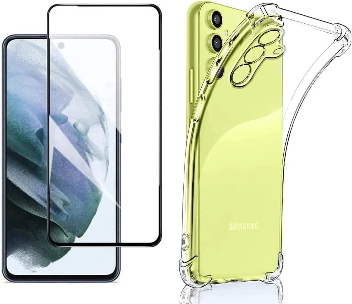 DL3 Mobilak Case Compatible with Samsung Galaxy A34 4G / 5G, Cover Silicone TPU Gorilla Anti-shock Protector Camera Shockproof Corners with 5D Screen Protector - Clear