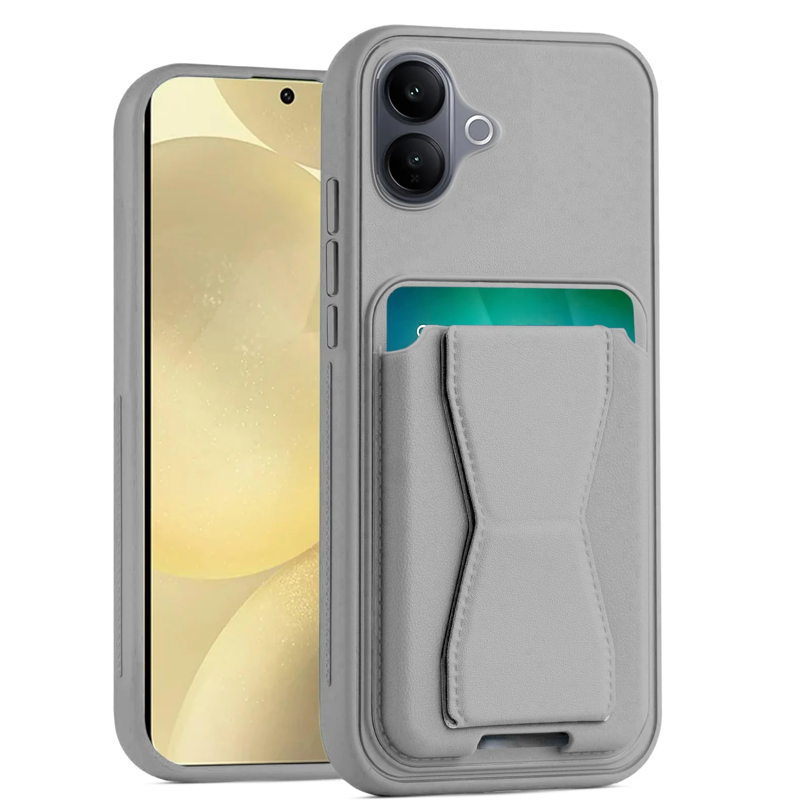 DL3 Mobilak Leather Wallet Case with Card Slot for V60 Lite 5G / 4G with Camera Protection and Shockproof Design - Gray
