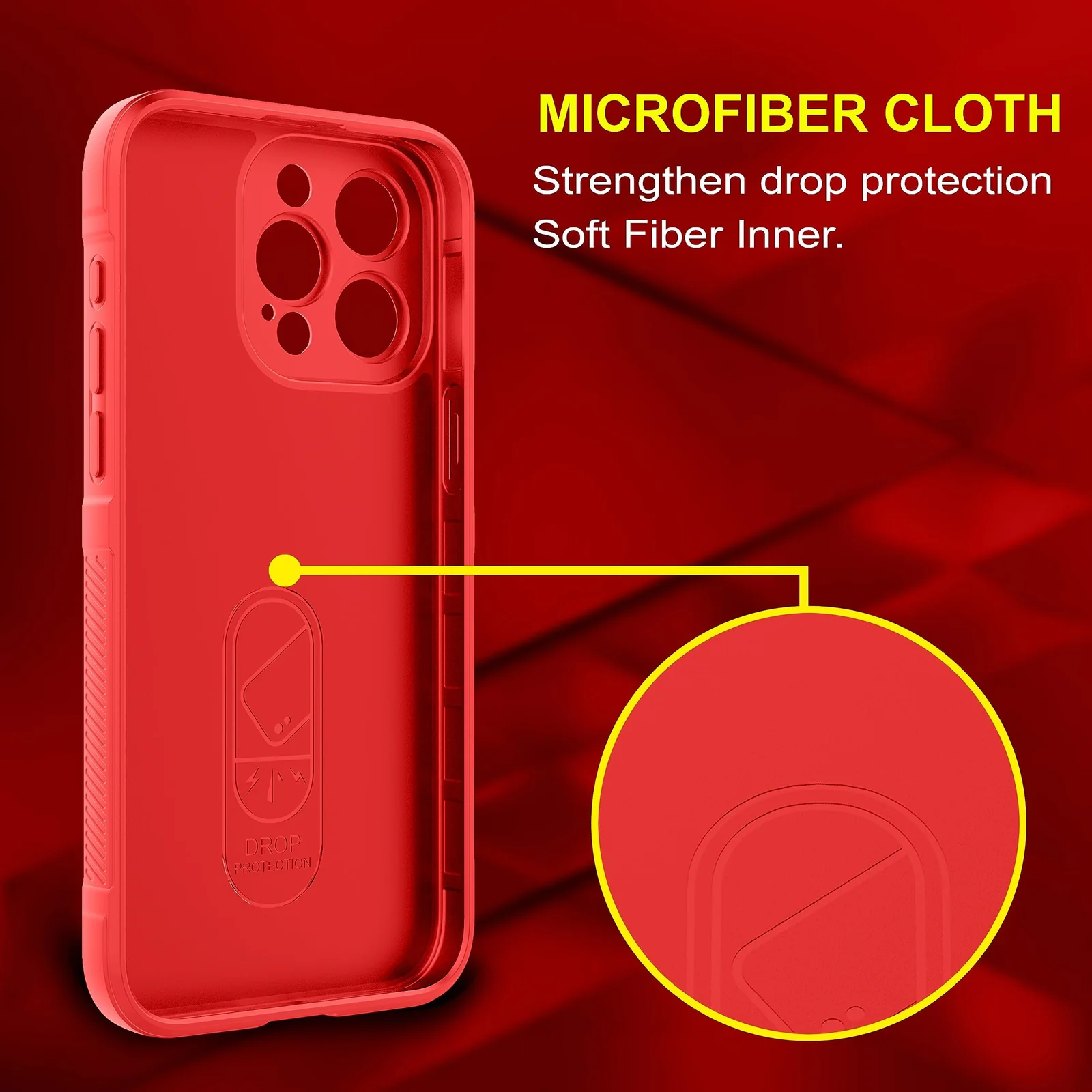 DL3 Mobilak Soft Silicone Protective Case for Apple iPhone 13 Pro with Camera Protection and Shockproof Design - Red