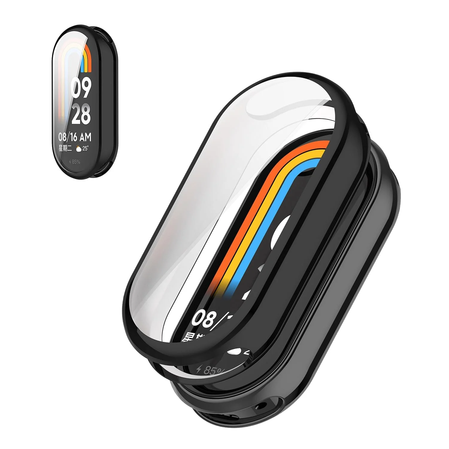 DL3 Mobilak Case Cover for Xiaomi Mi Band 10/9 / 8, Soft HD TPU Clear Film Case, Lightweight cover, Anti-Scratch and Anti-Fall for Protective Shell For Xiaomi Smart Band 10/9/8 - Black