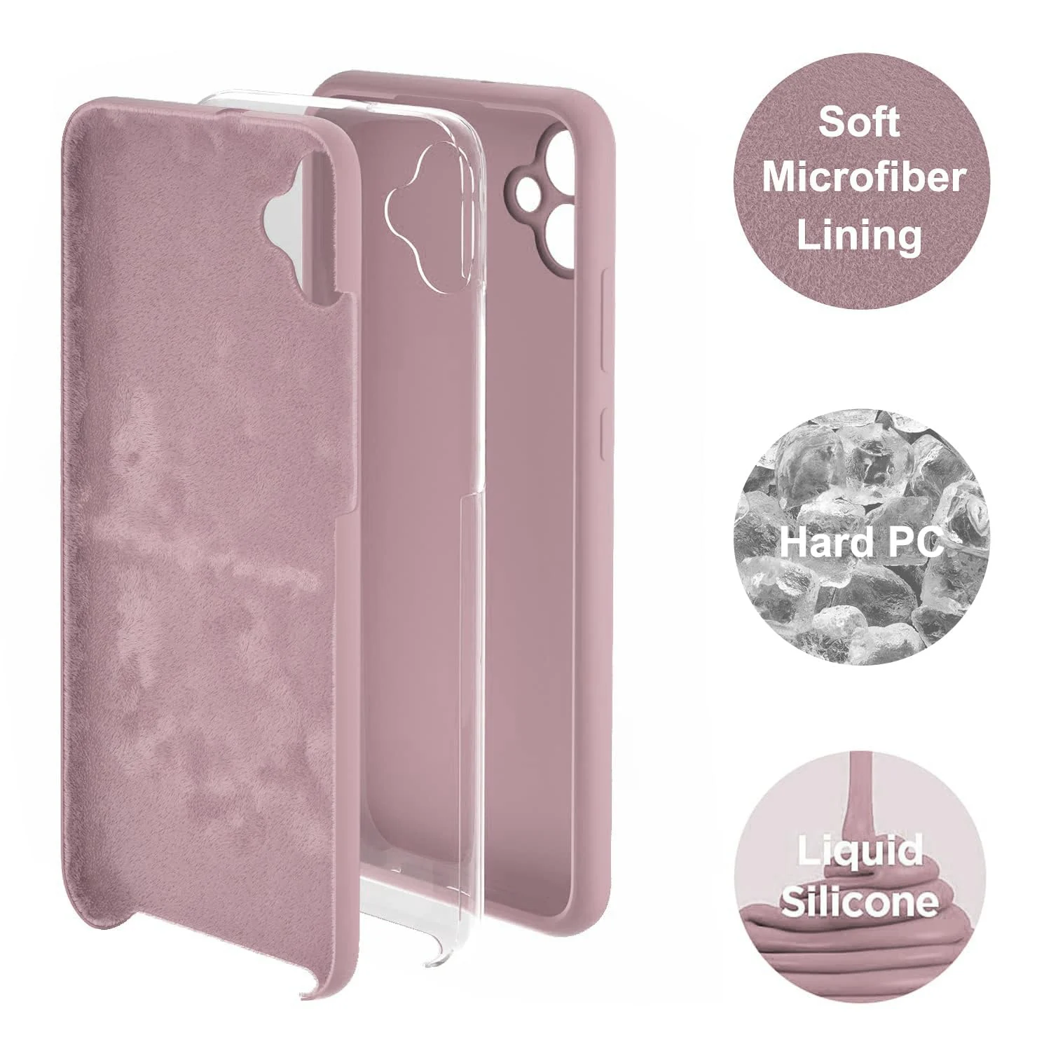 DL3 Mobilak Silicone Protective Case for Samsung Galaxy A04e, Shock-absorbing protection, Scratch-resistant surface, Soft microfiber lining - Cashmere