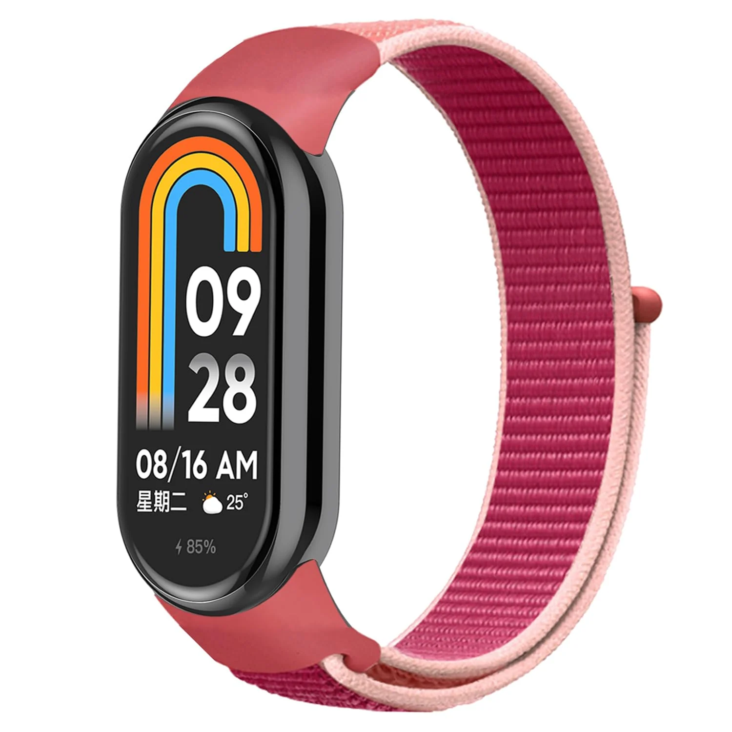 DL3 Mobilak Nylon Sport Band Compatible with Xiaomi Mi Band 10/9/8 for Women Men, Soft Adjustable Breathable Sport Loop Watch Strap Replacement Wristband for Xiaomi Smart Band 8/9/10 - Pomegranate Red
