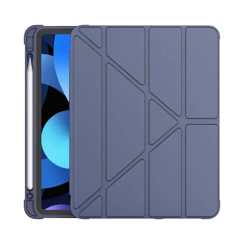 DL3 Mobilak iPad (A16) Case/iPad 10th Generation [11-Inch 2025/10.9 Inch 2022] with Pencil Holder, [Support Touch ID] Flexible TPU Back Shell Smart Trifold Stand Protective Auto Wake/Sleep - A. Blue