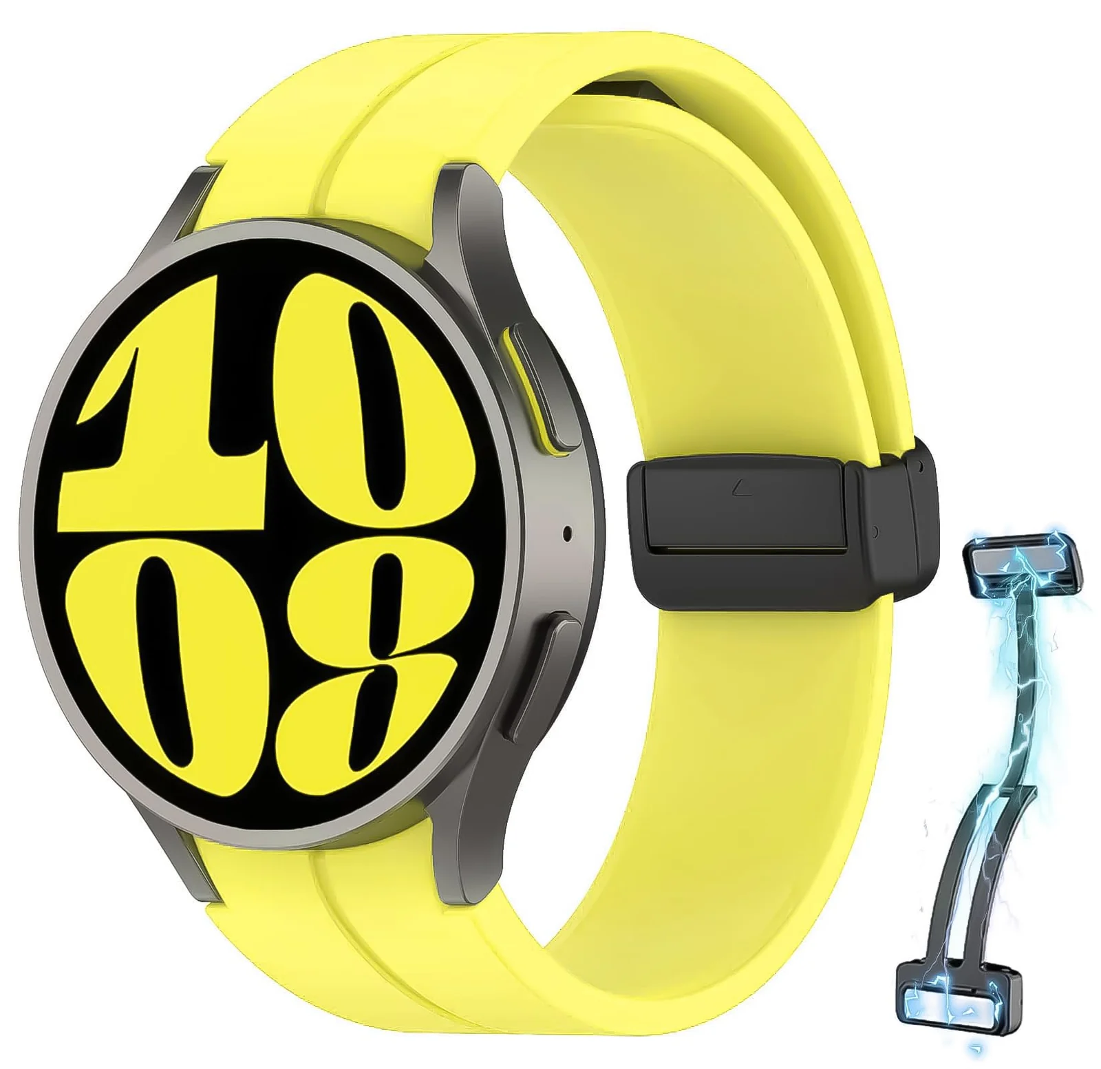 DL3 Mobilak 22MM Silicone Band Magnetic Clasp Strap For Xiaomi Redmi Watch 5 Active/5 Lite/Samsung Galaxy Watch 46mm/Watch 3 45mm/Gear S3/Huawei watch (GT6 GT5 GT4 GT3 GT2 GT 46MM)/GT6 Pro/Amazfit GTR4 - Yellow
