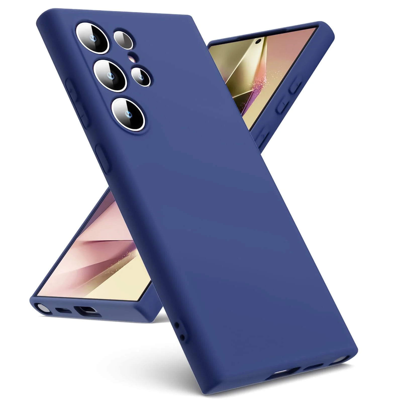 DL3 Mobilak Liquid Silicone Protective Case with Soft Microfiber Lining with Full Camera Protection for Samsung Galaxy S23 Ultra - Blue 1