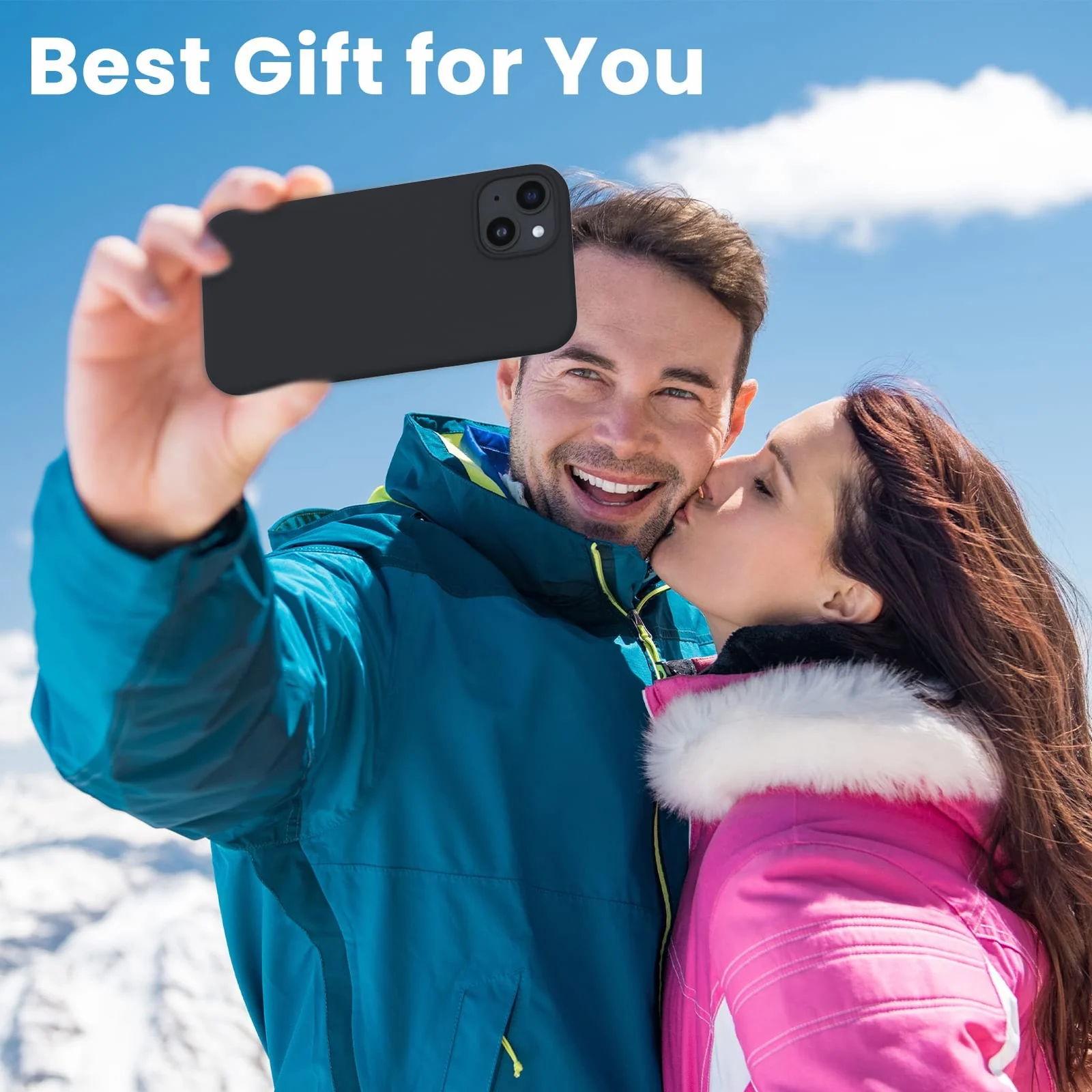 DL3 Mobilak Liquid Silicone Protective Case with Soft Microfiber Lining for iPhone 13 / iPhone 14 - Black