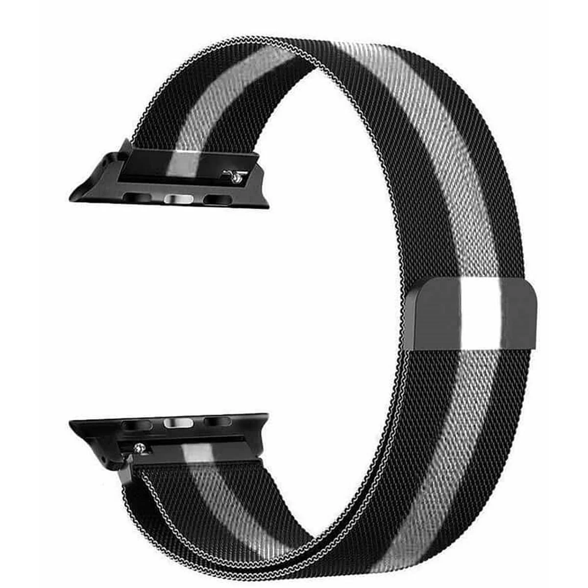 DL3 Mobilak Stainless Steel Magnetic Strap For Apple Watch Band 49mm 45mm 44mm 42mm 41mm 40mm 38mm, Milanese Loop Metal Wristband for iWatch Series 9 8 7 SE 6 5 4 (42mm/44mm/45mm/49mm) - Black White