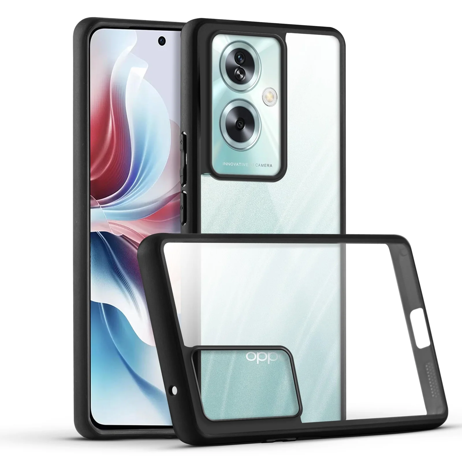 DL3 Mobilak Clear Protective Case for OPPO Reno 11F 5G - Black