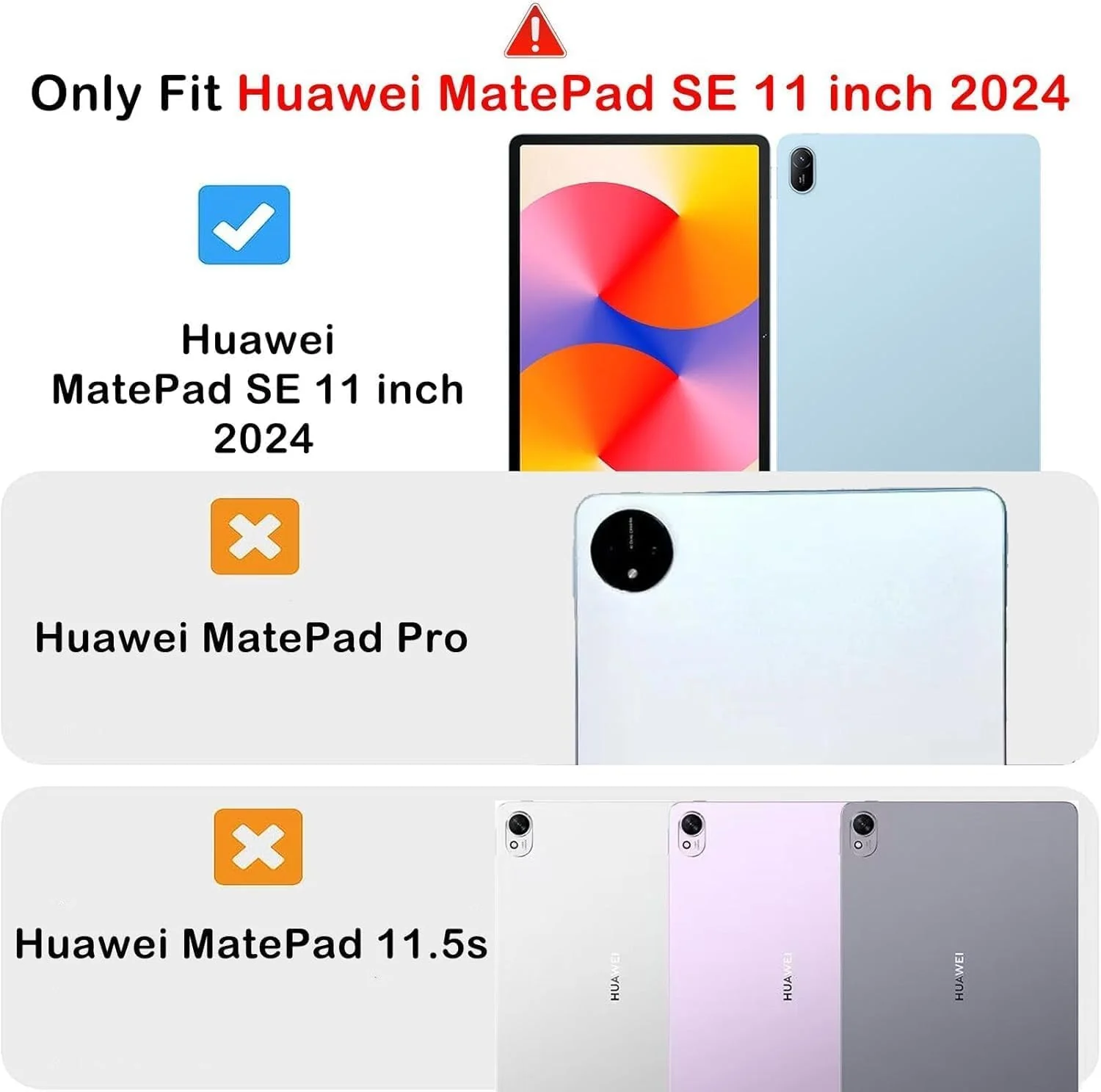 DL3 Mobilak Case for Huawei MatePad SE 11 inch 2024 with Built-in Pencil Holder, Clear Transparent PC Back, Shockproof Tri-Fold Stand Tablet Cover, Auto Wake/Sleep - Dark Blue
