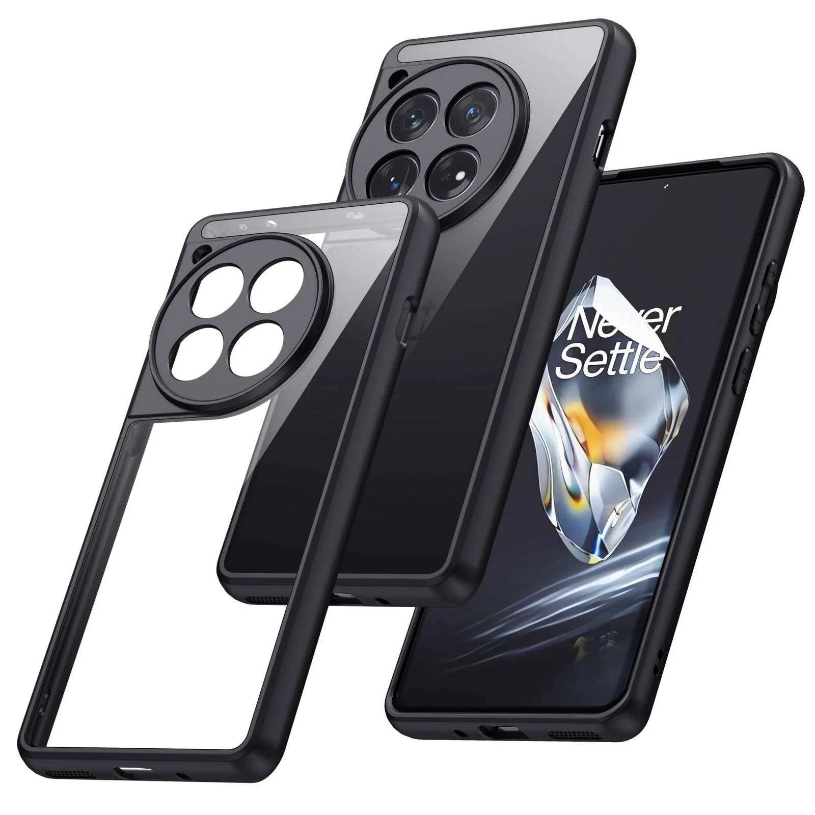 DL3 Mobilak Clear Protective Case for Oneplus 12R 5G / Oneplus Ace 3 - Black