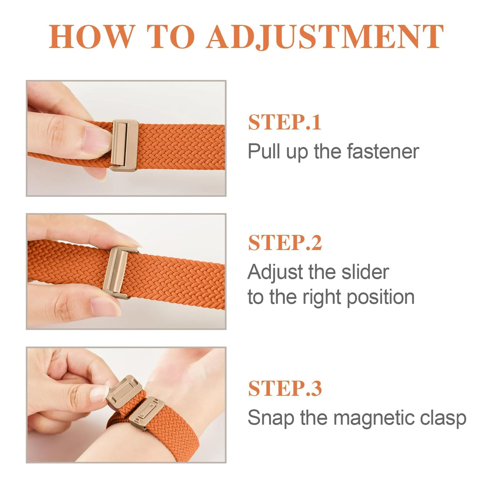 DL3 Mobilak Sport Solo Loop Compatible with Apple Watch Band 42mm 44mm 45mm 46mm 49mm for Women Men, Magnetic Strap Stretchy Braided Wristband for iWatch Series 11 10 9 8 7 6 5 4 3 Ultra 3 2 1 SE SE2 - Orange
