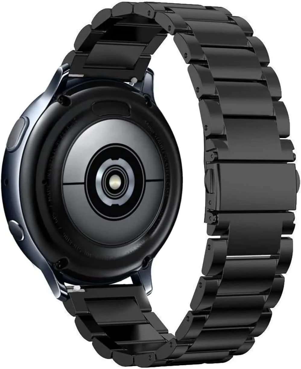 DL3 Mobilak Metal Band 20MM Strap for Samsung Gear Sport, Watch 4/5/5 Pro, S2 Classic, Active 2 40mm 44mm, Amazfit GTS 3/4/4 Mini, Bip 3/Pro/U, GTS 2 Mini/2e - A.Black