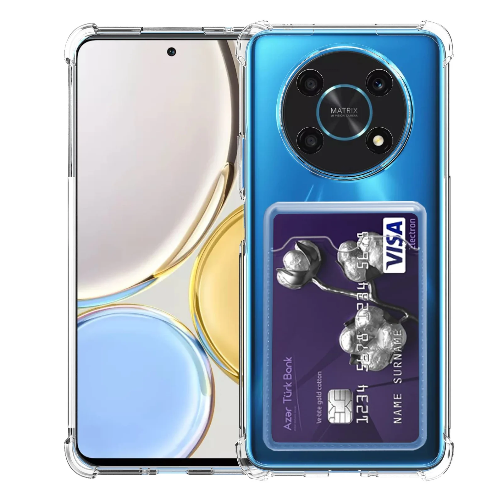 DL3 Mobilak Clear TPU Wallet Case with Card Slot and Camera Protection for Honor X9 4G 5G / Honor X30 / Honor Magic 4 Lite - Transparent