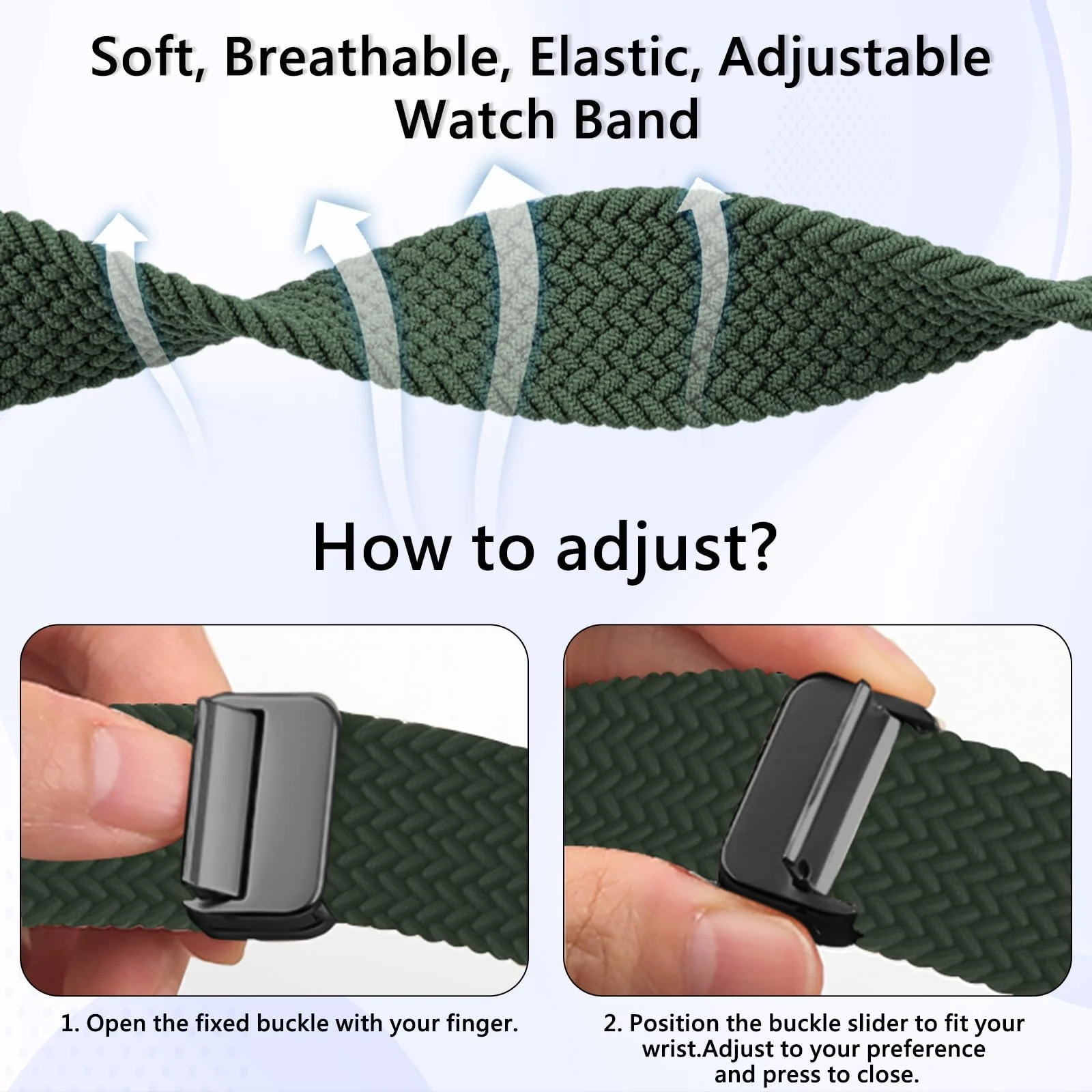DL3 Mobilak Braided Bracelet Compatible with Redmi Watch 4/5 / 6 / Xiaomi Smart Band 8 Pro/Band 9 Pro, Nylon Magnetic Fabric Elastic Sport Nylon Replacement Strap for Men Women - Green
