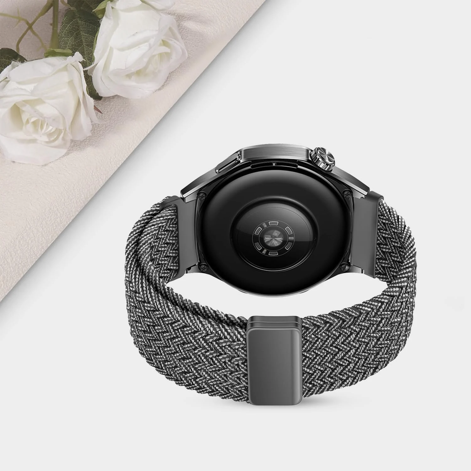 DL3 Mobilak 22mm Magnetic Band for Redmi Watch 5 Active/5 Lite/Samsung Galaxy Watch 3 45mm/Watch 46mm/Gear S3/Huawei watch GT6 GT5 46MM/GT2E/GT6 Pro/GT 5 Pro/Amazfit GTR 4/3, Stretchy Braided Nylon Sport Strap - Grey-White