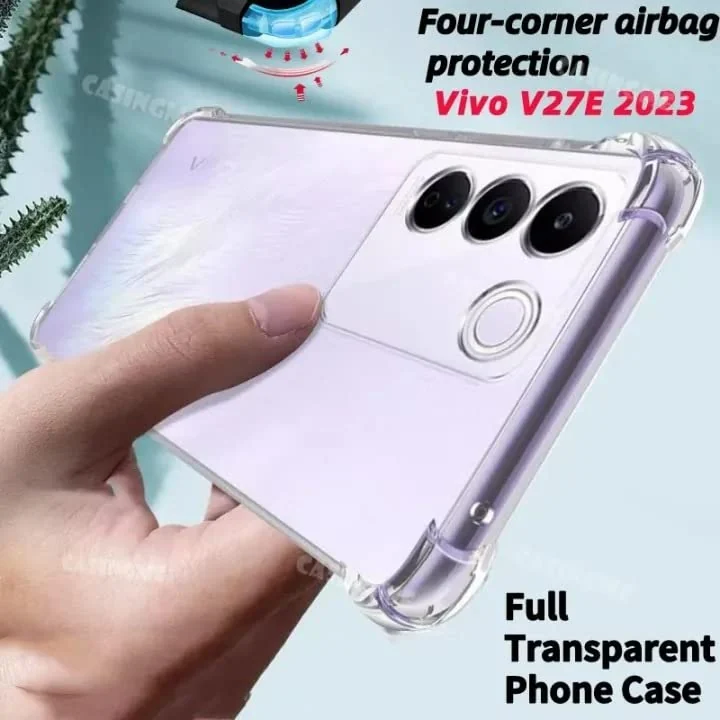 DL3 Mobilak Case Compatible with Vivo V27e, Cover Silicone Transparent TPU Gorilla Anti-shock Protector Camera Shockproof Corners - Clear