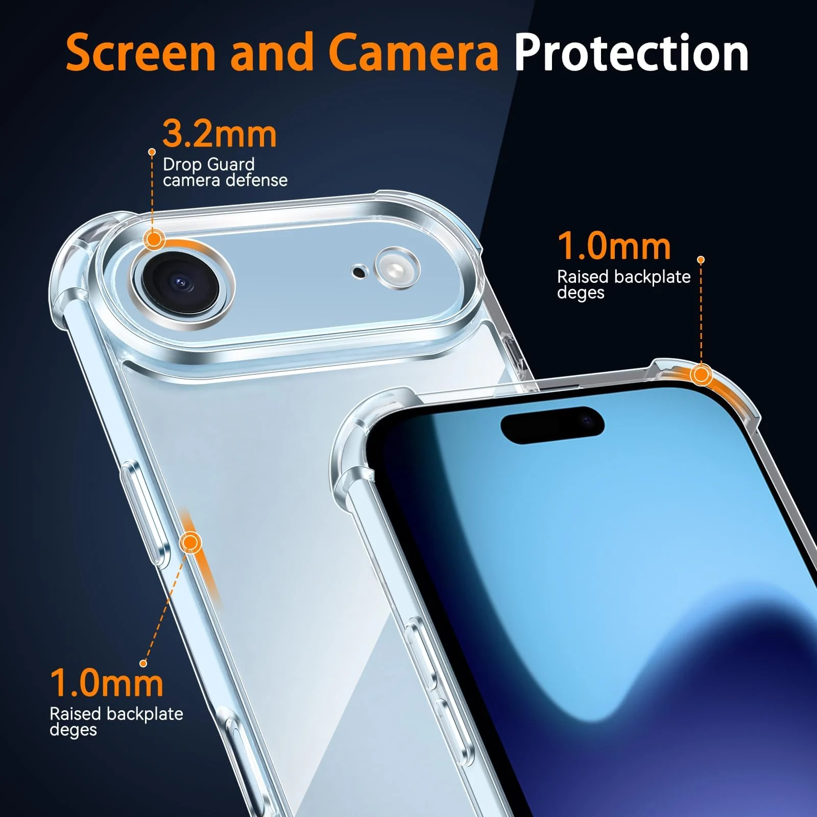 DL3 Mobilak Case Compatible with iPhone 17 Air 6.5-Inch, Cover Silicone Transparent TPU Gorilla Anti-shock Protector Camera Shockproof Corners - Clear