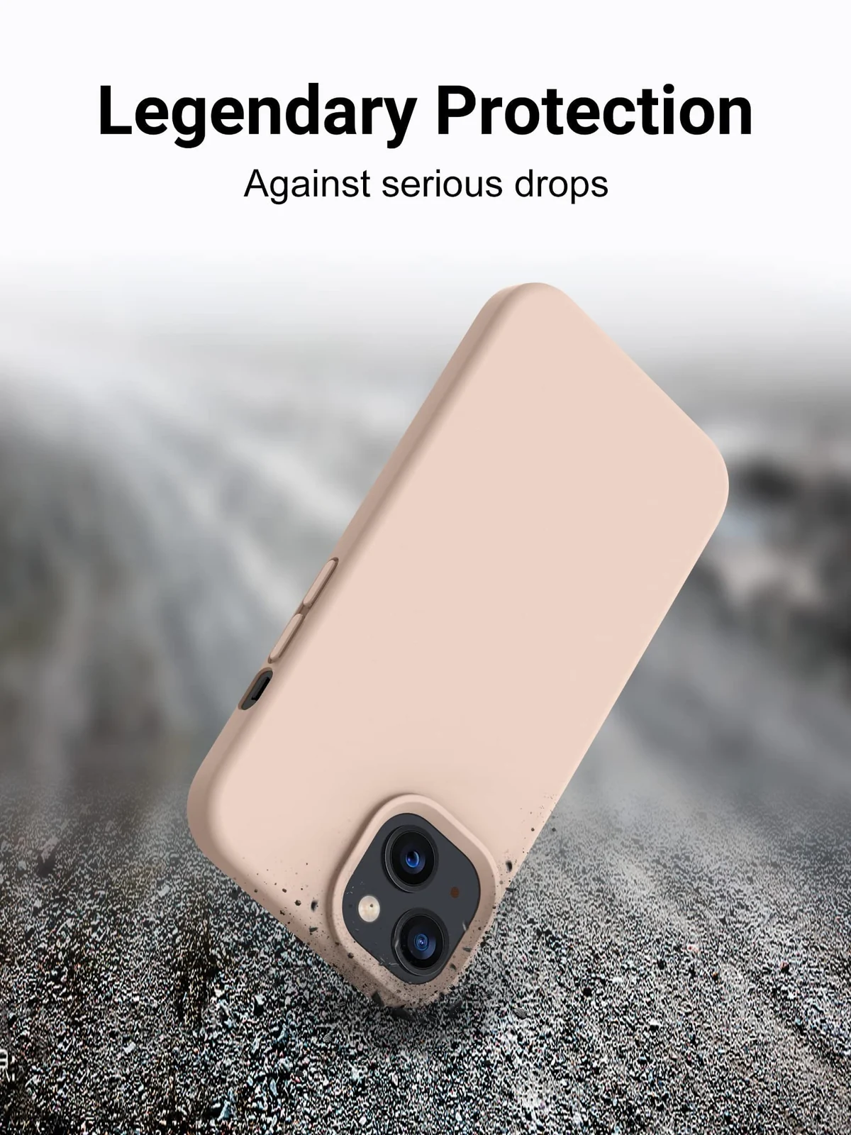 "DL3 Mobilak Liquid Silicone Protective Case with Soft Microfiber Lining for iPhone 15 Plus, iPhone 14 Plus "" - Pink Sand"
