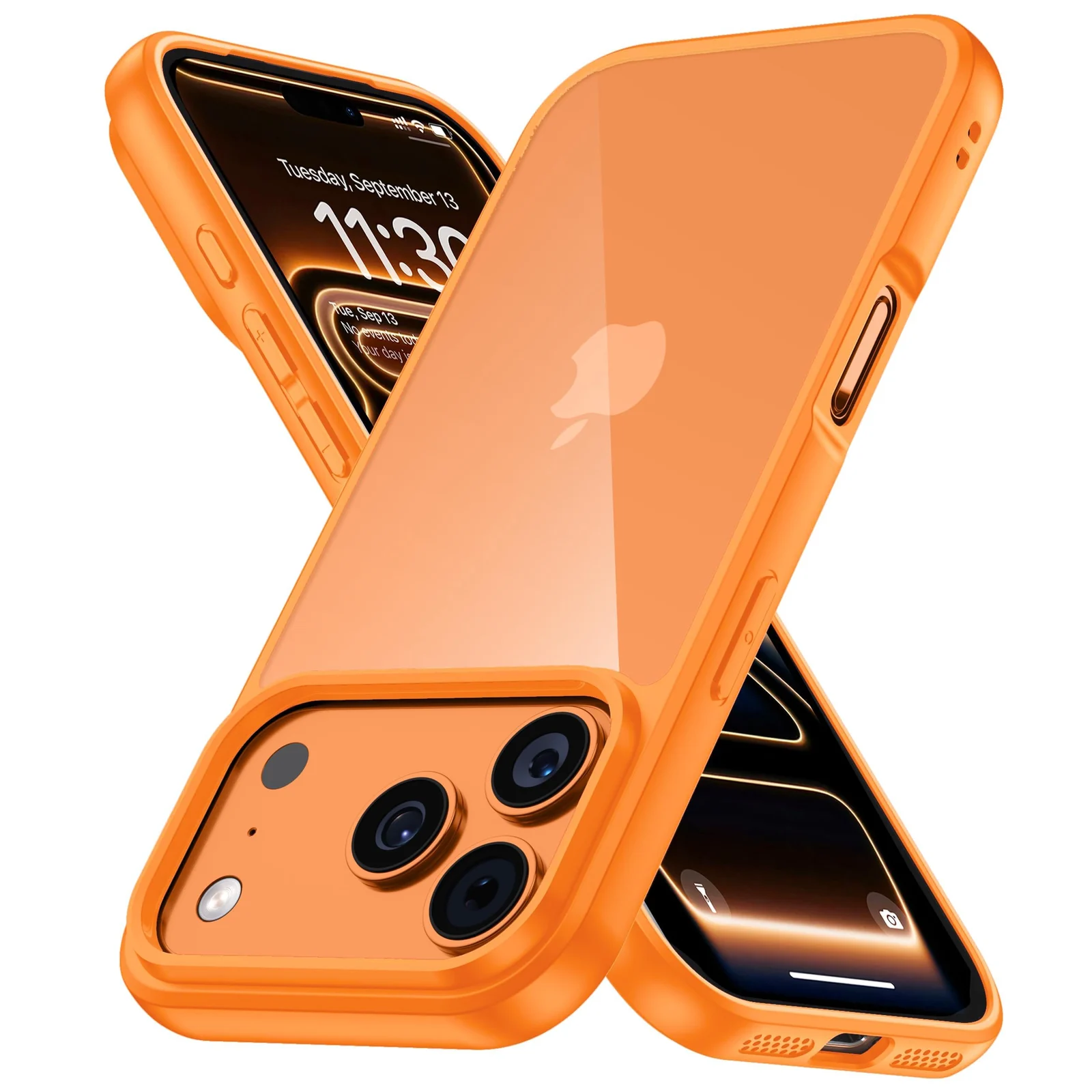 DL3 Mobilak Case For iPhone 17 Pro 6.3-Inch, Crystal Clear Case [Not Yellowing] [Military Grade Drop Protection] Shockproof Protective Transparent Protective Slim Cover - Orange