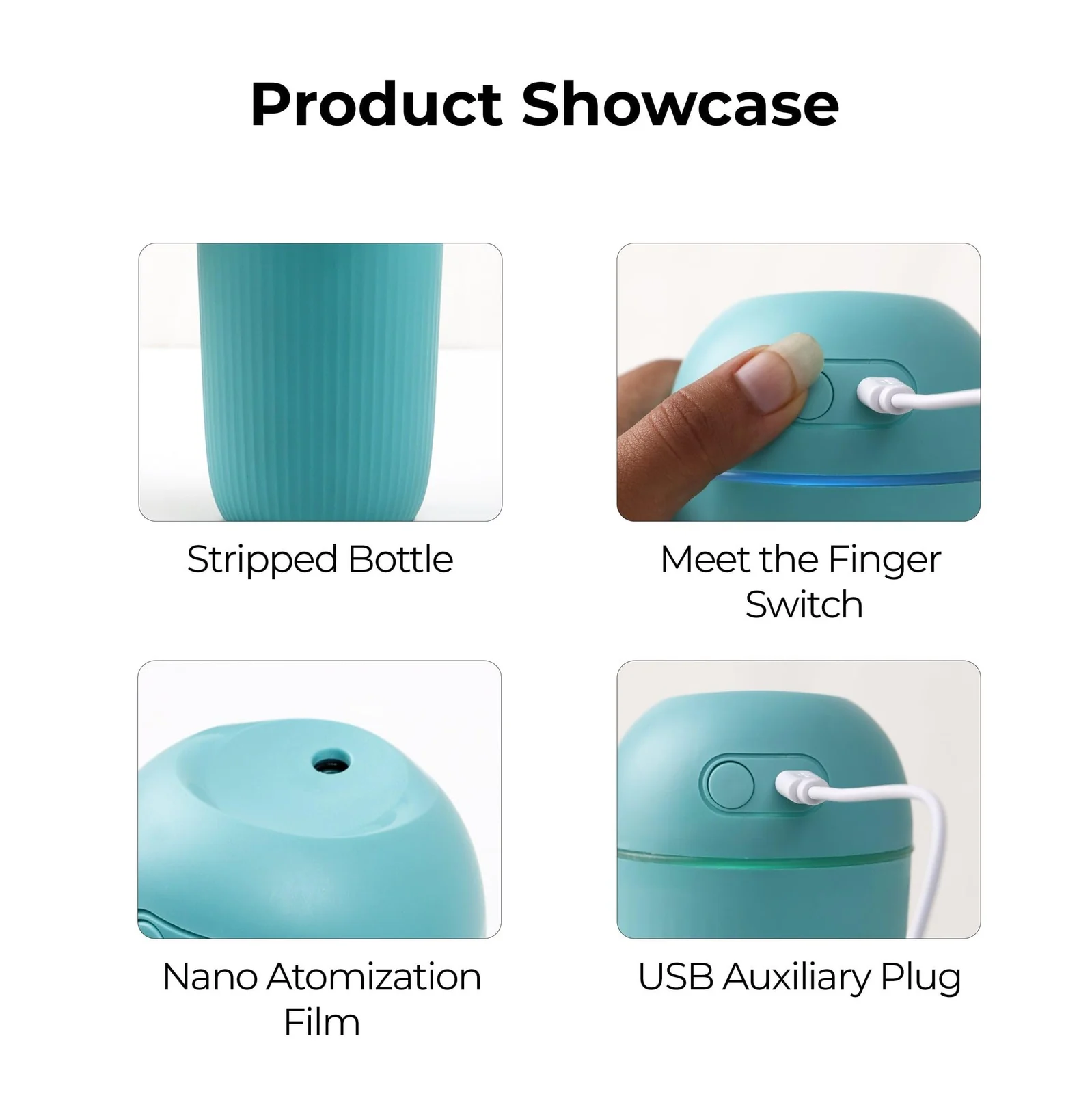 Mobigon Wood Cool Mist Ultrasonic Humidifier for Room Moisture, Aroma Diffuser for Home, 400ml Essential Oil Diffuser with 7 Colorful Night Light, Auto Shut-Off, Home, Office - Turquoise