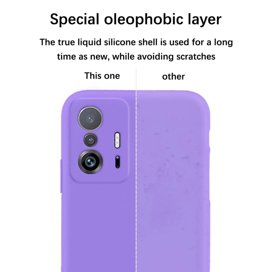 DL3 Mobilak Silicone Protective Case for Xiaomi 11T / Xiaomi 11 T Pro, Shock-absorbing protection, Scratch-resistant surface, Soft microfiber lining - Light Purple