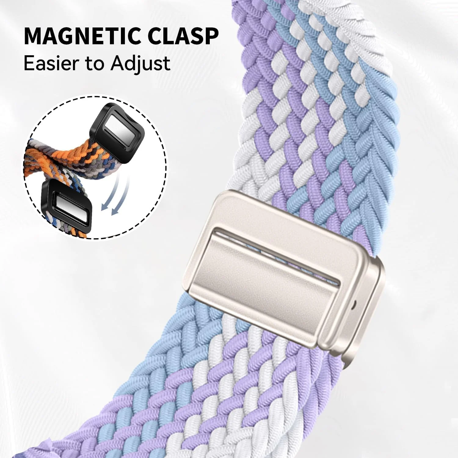 DL3 Mobilak 22mm Magnetic Band for Redmi Watch 5 Active/5 Lite/Samsung Galaxy Watch 3 45mm/Watch 46mm/Gear S3/Huawei watch GT6 GT5 46MM/GT2E/GT6 Pro/GT 5 Pro/Amazfit GTR 4/3, Stretchy Braided Nylon Sport Strap - Violets